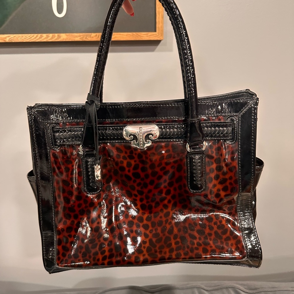 Brighton Black and Brown Leopard Print Shoulder Bag